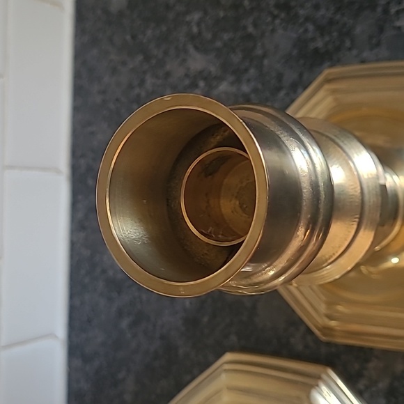 Vintage Solid Brass Candle Holders - Picture 3 of 12